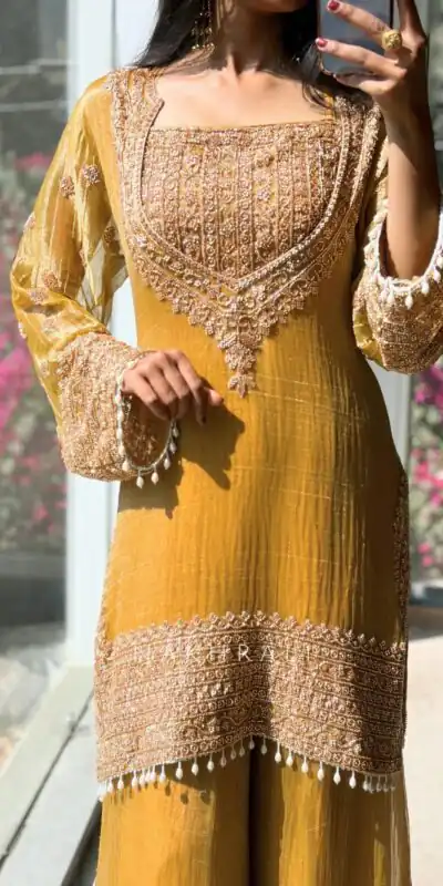 SR 1705 Mustered Fendy Silk Salwar Suit Perfect for Wedding, Party, Cultural Events, Sangeet, Housewarming – . Grab it for ₹2449. Delivery 4-6 Working Da | Jump Suits, Straight Suits, Casual Suits, Creative suits, Designer Suits, Palazzo Suits, Party Wear Suits, Patiala Suits, Salwar suit