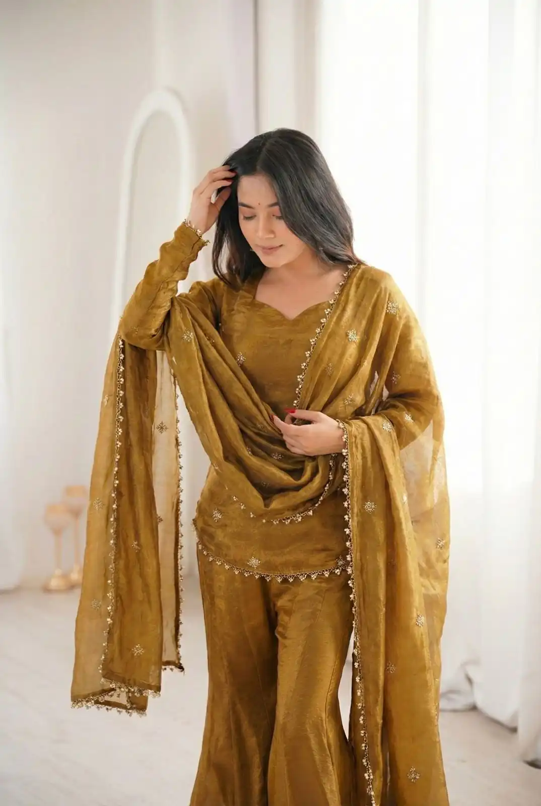 ZSR 3159 Mustered Fendy Silk Salwar Suitwith Embroidery Work & Lace Work. Now at just ₹2049. Delivery 4-6 Working Days. Shop now. | Jump Suits, Straight Suits, Casual Suits, Creative suits, Designer Suits, Palazzo Suits, Party Wear Suits, Patiala Suits, Salwar suit