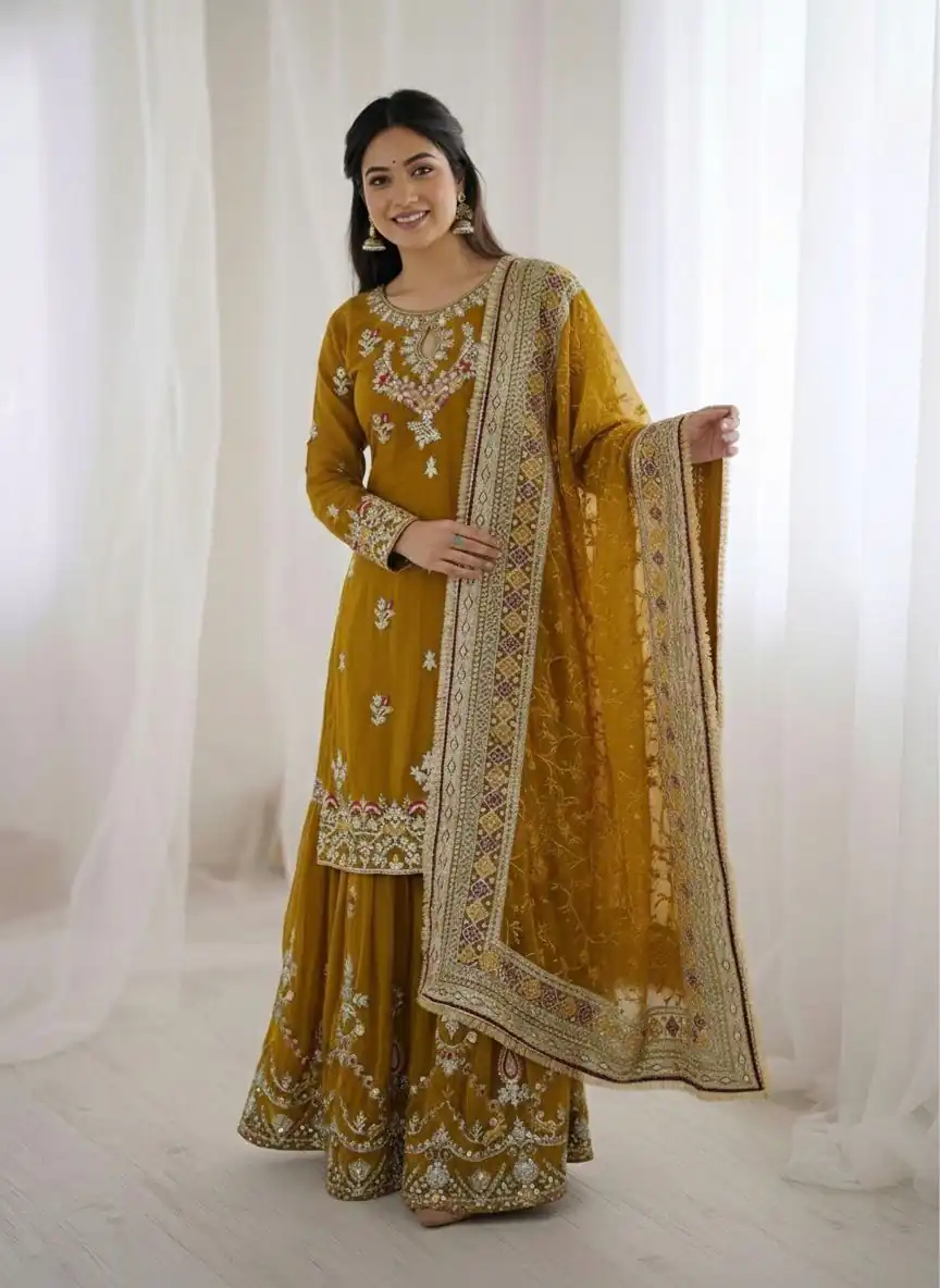 Mustered Georgette Sequence Work Salwar Suit - Image 3