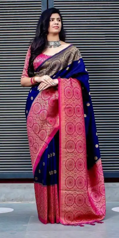 KPR 088 Navy Blue Color Soft Lichi Silk Saree with Lace Border & Lace Work. Best Price ₹1449. Delivery 4-6 Working Days. Shop now. | Bollywood Sarees, Creative Sarees, Designer Sarees, Embroidered Sarees, Ethnic Saree, Modern Digital sarees, Party Wear Sarees, Sarees