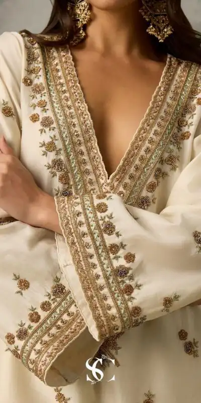 LG 2067 Off White Color Roman Silk Salwar Suit with Embroidery Work. Available at ₹1999 only. Delivery 4-6 Working Days. Shop now. | Jump Suits, Straight Suits, Casual Suits, Creative suits, Designer Suits, Palazzo Suits, Party Wear Suits, Patiala Suits, Salwar suit