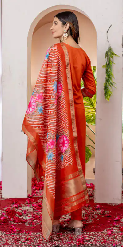 DIVA 112 Orange Marina Silk Salwar Suit with Embroidery Work. Introductory Price ₹1999. Delivery 4-6 Working Days. Shop now. | Jump Suits, Straight Suits, Casual Suits, Creative suits, Designer Suits, Palazzo Suits, Party Wear Suits, Patiala Suits, Salwar suit