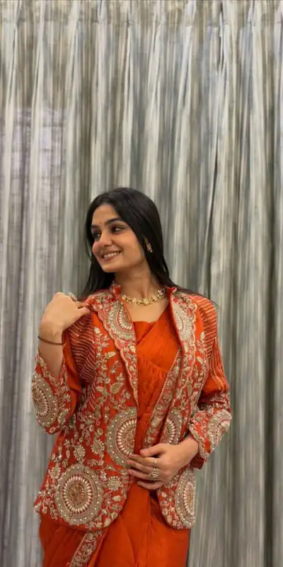 ST 1147 Orange in Rangoli Silk. Lace Work & Embroidery Work Saree Special Price ₹2099. Delivery 4-6 Working Days. Shop now. | Bollywood Sarees, Creative Sarees, Designer Sarees, Embroidered Sarees, Ethnic Saree, Modern Digital sarees, Party Wear Sarees, Sarees