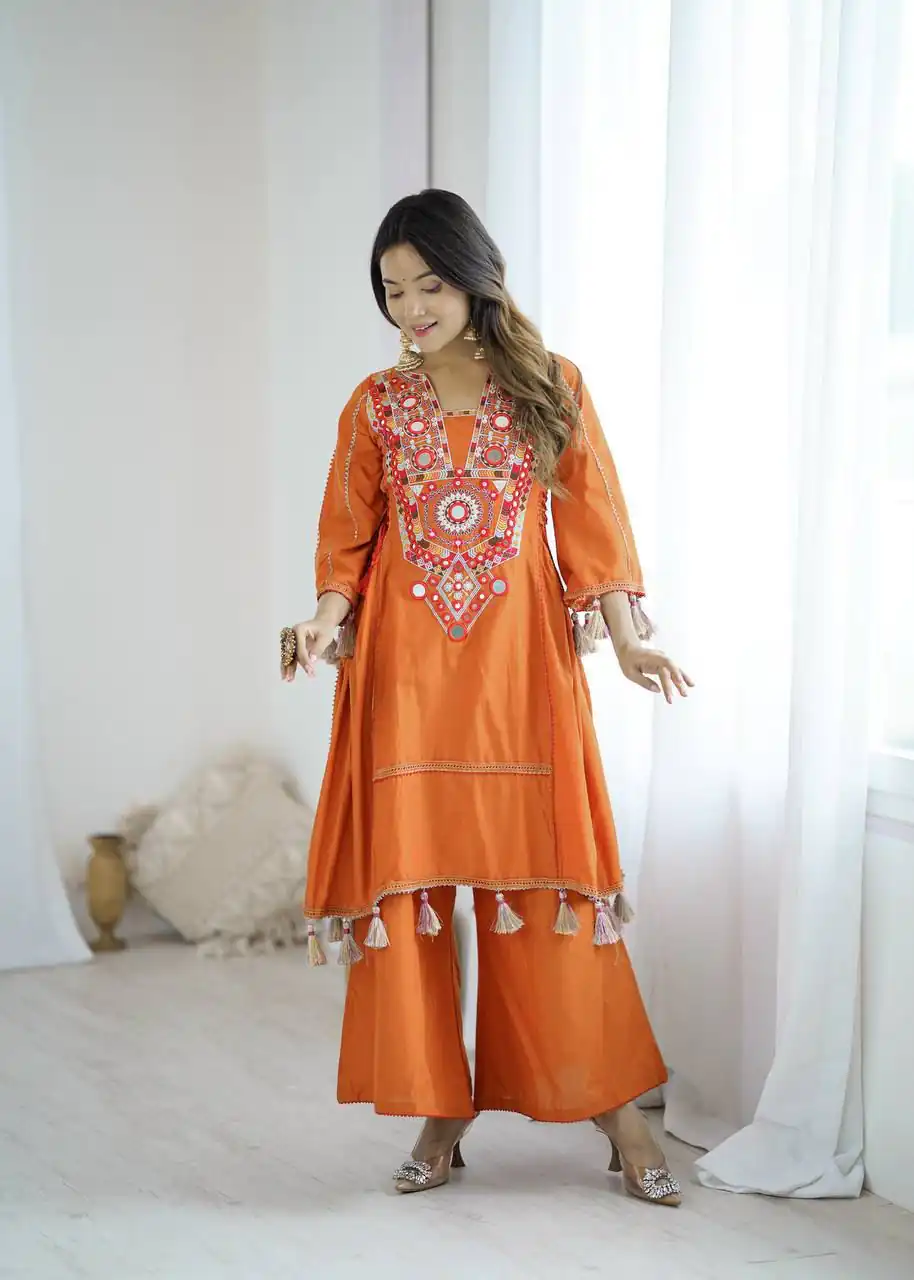 MF 912 Orange in Rayon Cotton Embroidery & Mirror Work Salwar Suit . Introductory Price ₹1899. Delivery 4-6 Working Days. Shop now. | Jump Suits, Straight Suits, Casual Suits, Creative suits, Designer Suits, Palazzo Suits, Party Wear Suits, Patiala Suits, Salwar suit