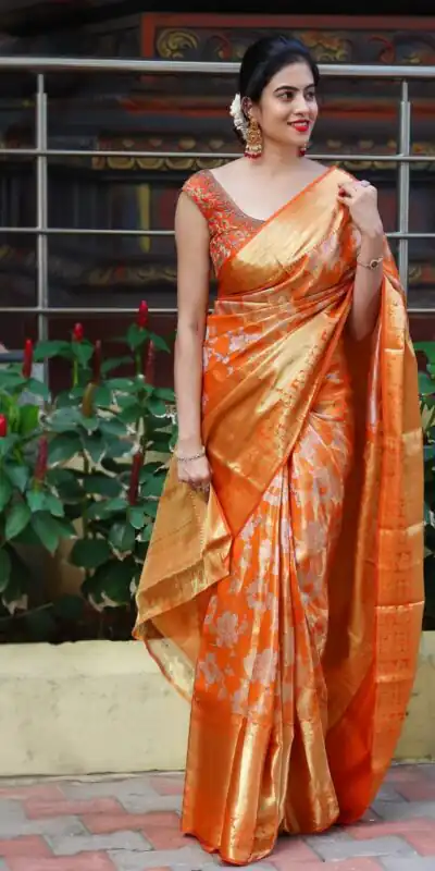 ES 8258 Orange Color Soft Lichi Silk Saree with Lace Border & Lace Work. Best Price ₹1449. Delivery 4-6 Working Days. Shop now. | Bollywood Sarees, Creative Sarees, Designer Sarees, Embroidered Sarees, Ethnic Saree, Modern Digital sarees, Party Wear Sarees, Sarees