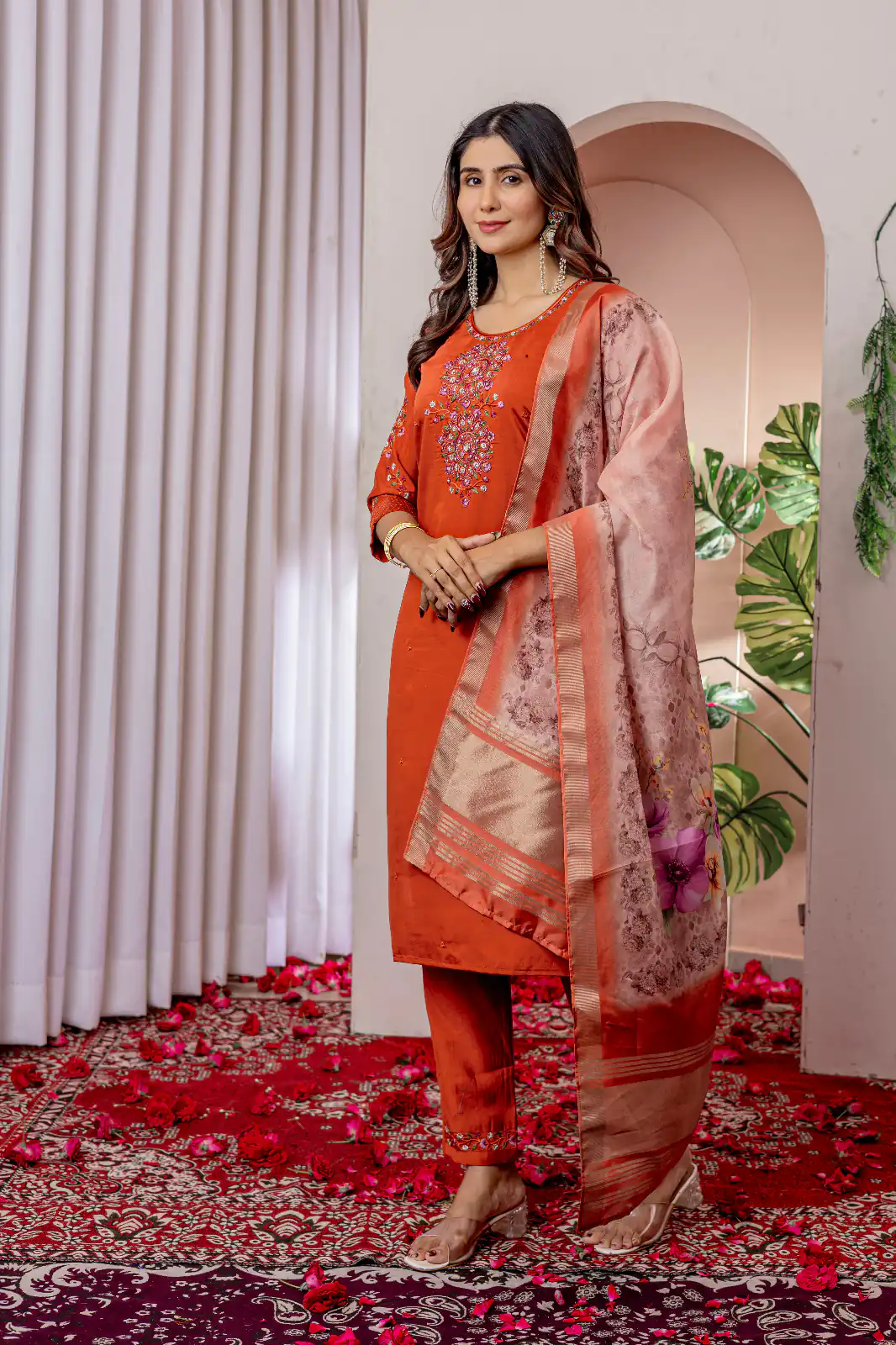DIVA 111 Orange Viscose Silk Salwar Suit with Thread Embroidery Work. Best Price ₹2049. Delivery 4-6 Working Days. Shop now. | Jump Suits, Straight Suits, Casual Suits, Creative suits, Designer Suits, Palazzo Suits, Party Wear Suits, Patiala Suits, Salwar suit