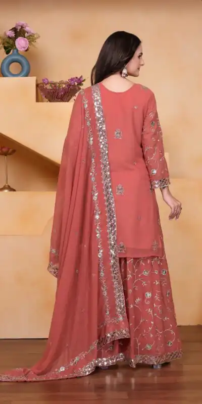 FE 99 Peach Color Fox Georgette Salwar Suit with Embroidery Work. Online Now at just ₹2549. Delivery 4-6 Working Days. Shop now. | Jump Suits, Straight Suits, Casual Suits, Creative suits, Designer Suits, Palazzo Suits, Party Wear Suits, Patiala Suits, Salwar suit