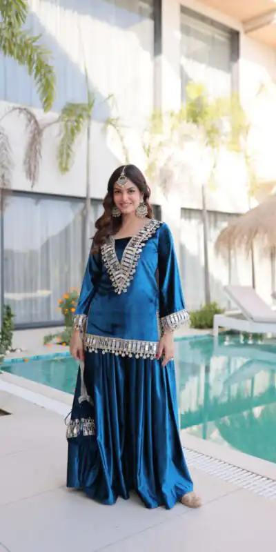 Z 111 Blue in Color 9000 Velvet. Mirror Work & Embroidery Work Salwar Suit Get it for ₹1999. Delivery 4-6 Working Days. Shop now. | Jump Suits, Straight Suits, Casual Suits, Creative suits, Designer Suits, Palazzo Suits, Party Wear Suits, Patiala Suits, Salwar suit