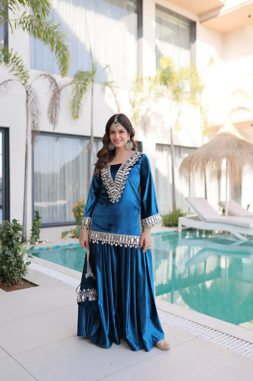 Z 111 Blue in Color 9000 Velvet. Mirror Work & Embroidery Work Salwar Suit Get it for ₹1999. Delivery 4-6 Working Days. Shop now. | Jump Suits, Straight Suits, Casual Suits, Creative suits, Designer Suits, Palazzo Suits, Party Wear Suits, Patiala Suits, Salwar suit