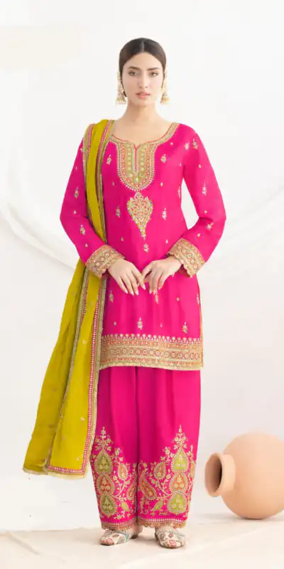 DS GULZAR 2641 Pink in Chinon Embroidery Work & Mirror Work Salwar Suit. Now at just ₹3049. Delivery 4-6 Working Days. Shop now. | Jump Suits, Straight Suits, Tops & Bottoms, Track Suits, Trendy Wear, Casual Suits, Creative suits, Designer Suits, Palazzo Suits, Party Wear Suits, Patiala Suits, Salwar suit