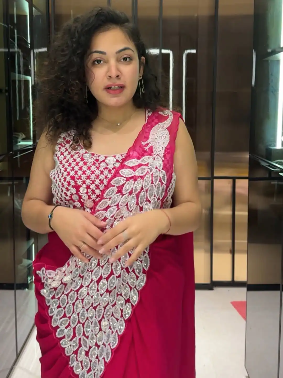 ST 1165 Pink Faux Georgette Saree with Embroidery Work & Sequins Work. Now at just ₹1799. Delivery 4-6 Working Days. Shop now. | Bollywood Sarees, Creative Sarees, Designer Sarees, Embroidered Sarees, Ethnic Saree, Modern Digital sarees, Party Wear Sarees, Sarees