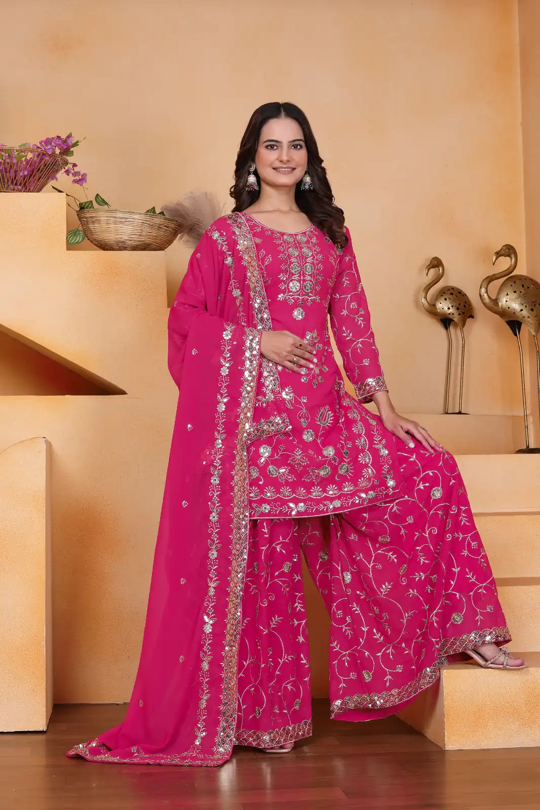 FE 99 Pink Color Fox Georgette Salwar Suit with Embroidery Work. Online Now at just ₹2549. Delivery 4-6 Working Days. Shop now. | Jump Suits, Straight Suits, Casual Suits, Creative suits, Designer Suits, Palazzo Suits, Party Wear Suits, Patiala Suits, Salwar suit