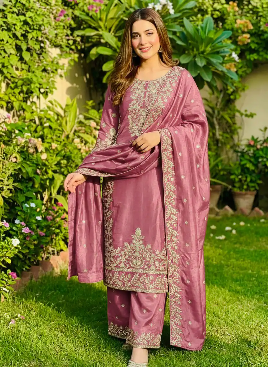 SRK 5316 Pink Organza Silk Salwar Suit Perfect for Wedding, Party, Makar Sankranti, Eid, Durga Puja – . Affordable Price ₹2149. Delivery 4-6 Workin | Jump Suits, Straight Suits, Casual Suits, Creative suits, Designer Suits, Palazzo Suits, Party Wear Suits, Patiala Suits, Salwar suit