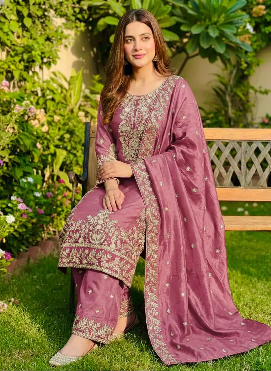 SRK 5316 Pink Organza Silk Salwar Suit Perfect for Wedding, Party, Makar Sankranti, Eid, Durga Puja – . Affordable Price ₹2149. Delivery 4-6 Workin | Jump Suits, Straight Suits, Casual Suits, Creative suits, Designer Suits, Palazzo Suits, Party Wear Suits, Patiala Suits, Salwar suit