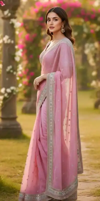 SC 1018 Pink Soft Organza Silk Saree with Lace Work & Embroidery Work. Festive Deal ₹2099. Delivery 4-6 Working Days. Shop now. | Bollywood Sarees, Creative Sarees, Designer Sarees, Embroidered Sarees, Ethnic Saree, Modern Digital sarees, Party Wear Sarees, Sarees