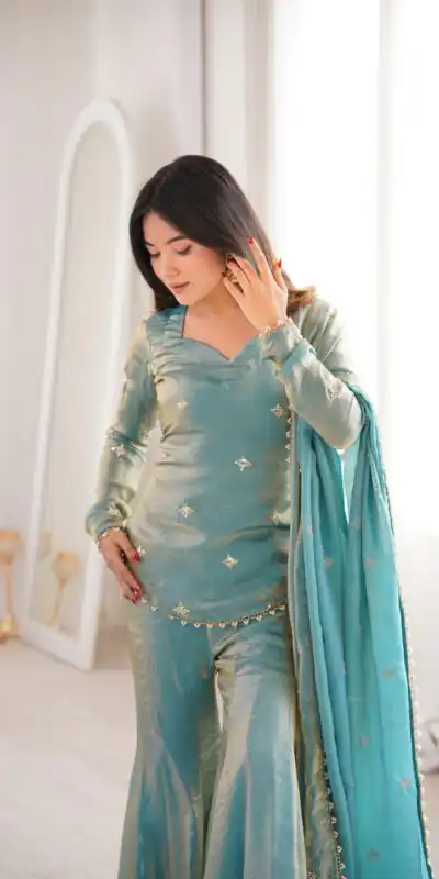 ZSR 3159 Pista Fendy Silk Salwar Suitwith Embroidery Work & Lace Work. Now at just ₹2049. Delivery 4-6 Working Days. Shop now. | Jump Suits, Straight Suits, Casual Suits, Creative suits, Designer Suits, Palazzo Suits, Party Wear Suits, Patiala Suits, Salwar suit