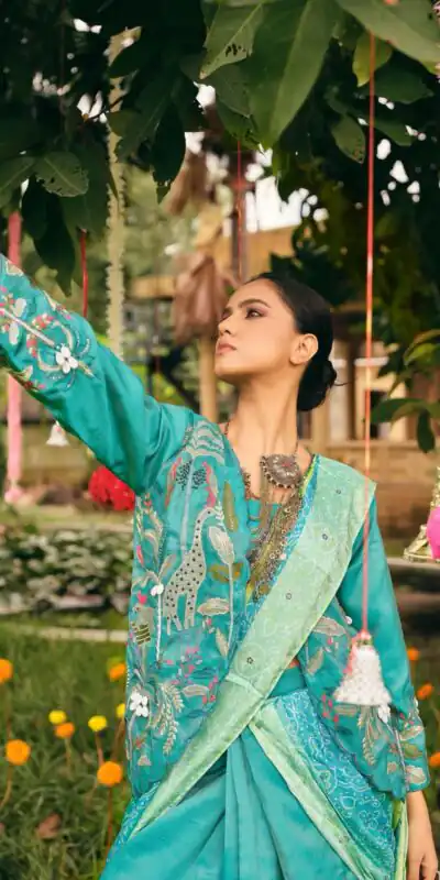 RR 34 Blue Shimmer Saree Perfect for Wedding, Party, Cultural Events, Durga Puja, Reception – . Best Price ₹2049. Delivery 4-6 Working Days. Shop now. | Bollywood Sarees, Creative Sarees, Designer Sarees, Embroidered Sarees, Ethnic Saree, Modern Digital sarees, Party Wear Sarees, Sarees