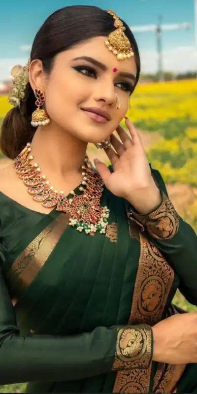 KPR 129 Green Soft Lichi Silk Saree Perfect for Wedding, Party, Reception, Diwali, Ethnic Day – . Affordable Price ₹1349. Delivery 4-6 Working Days. | Bollywood Sarees, Creative Sarees, Designer Sarees, Embroidered Sarees, Ethnic Saree, Modern Digital sarees, Party Wear Sarees, Sarees