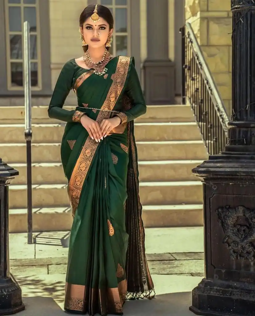 KPR 129 Green Soft Lichi Silk Saree Perfect for Wedding, Party, Reception, Diwali, Ethnic Day – . Affordable Price ₹1349. Delivery 4-6 Working Days. | Bollywood Sarees, Creative Sarees, Designer Sarees, Embroidered Sarees, Ethnic Saree, Modern Digital sarees, Party Wear Sarees, Sarees