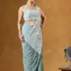 ST 1165 Grey Faux Georgette Saree with Embroidery Work & Sequins Work. Now at just ₹1799. Delivery 4-6 Working Days. Shop now. | Bollywood Sarees, Creative Sarees, Designer Sarees, Embroidered Sarees, Ethnic Saree, Modern Digital sarees, Party Wear Sarees, Sarees