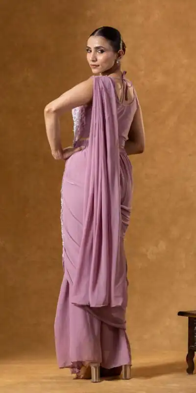 ST 1165 Onion Faux Georgette Saree with Embroidery Work & Sequins Work. Now at just ₹1799. Delivery 4-6 Working Days. Shop now. | Bollywood Sarees, Creative Sarees, Designer Sarees, Embroidered Sarees, Ethnic Saree, Modern Digital sarees, Party Wear Sarees, Sarees