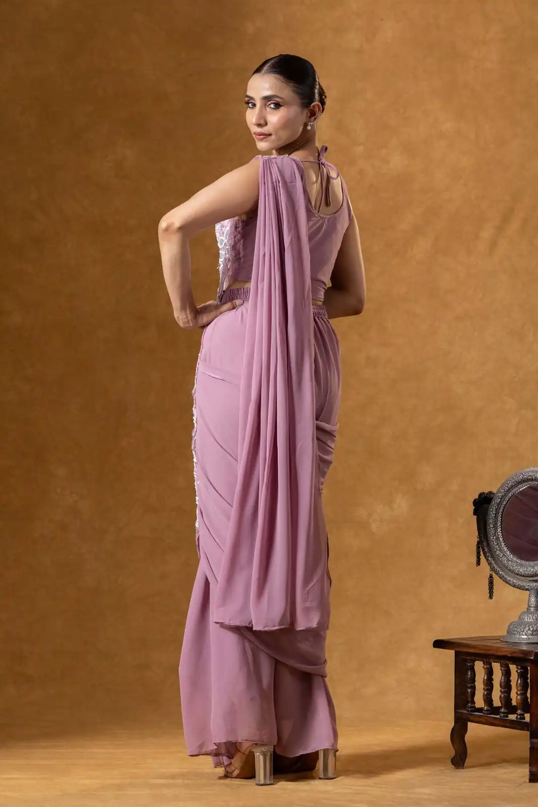 ST 1165 Onion Faux Georgette Saree with Embroidery Work & Sequins Work. Now at just ₹1799. Delivery 4-6 Working Days. Shop now. | Bollywood Sarees, Creative Sarees, Designer Sarees, Embroidered Sarees, Ethnic Saree, Modern Digital sarees, Party Wear Sarees, Sarees