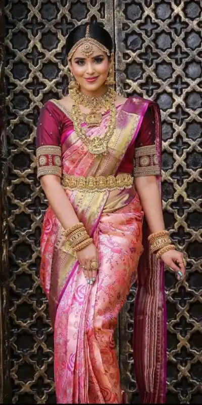 KP 4035 Peach Soft Lichi Silk Saree Perfect for Wedding, Party, Reception, Diwali, Ethnic Day – . Affordable Price ₹1449. Delivery 4-6 Working Days. | Bollywood Sarees, Creative Sarees, Designer Sarees, Embroidered Sarees, Ethnic Saree, Modern Digital sarees, Party Wear Sarees, Sarees