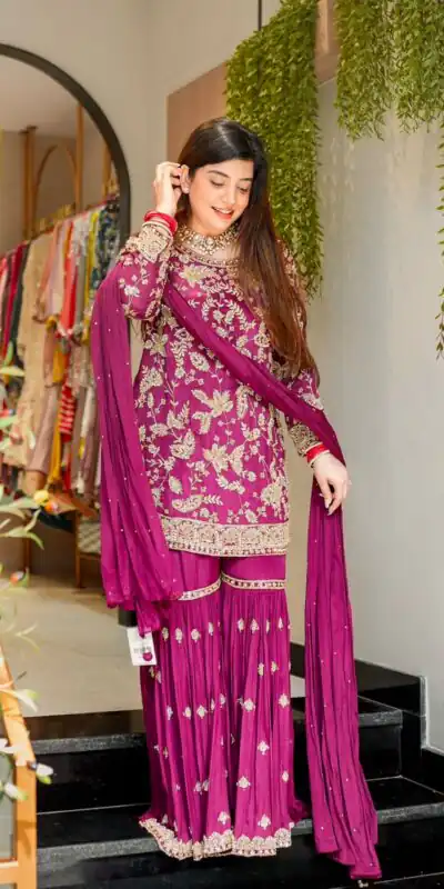 SRK 5302 Wine Color Georgette Salwar Suit with Embroidery Work. online Get it for ₹1899. Delivery 4-6 Working Days. Shop now. | Jump Suits, Straight Suits, Casual Suits, Creative suits, Designer Suits, Palazzo Suits, Party Wear Suits, Patiala Suits, Salwar suit