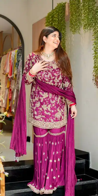 SRK 5302 Wine Color Georgette Salwar Suit with Embroidery Work. online Get it for ₹1899. Delivery 4-6 Working Days. Shop now. | Jump Suits, Straight Suits, Casual Suits, Creative suits, Designer Suits, Palazzo Suits, Party Wear Suits, Patiala Suits, Salwar suit