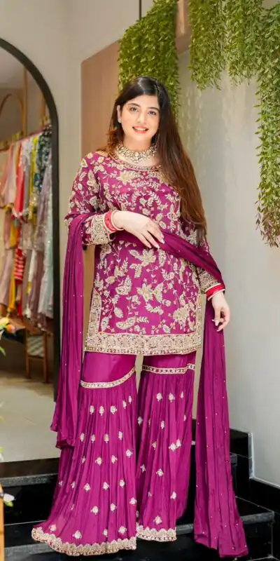 SRK 5302 Wine Color Georgette Salwar Suit with Embroidery Work. online Get it for ₹1899. Delivery 4-6 Working Days. Shop now. | Jump Suits, Straight Suits, Casual Suits, Creative suits, Designer Suits, Palazzo Suits, Party Wear Suits, Patiala Suits, Salwar suit