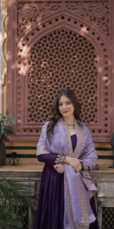 KA 1143 Purple Faux Georgette Sequence Work Gown Gown. Wedding, Party, Festive, Events Grab it for ₹2649. Delivery 4-6 Working Days. Shop now. | Bollywood Gowns, Creative Gowns, Designer Gowns, Embroidered Gowns, Gowns, Party Wear Gowns