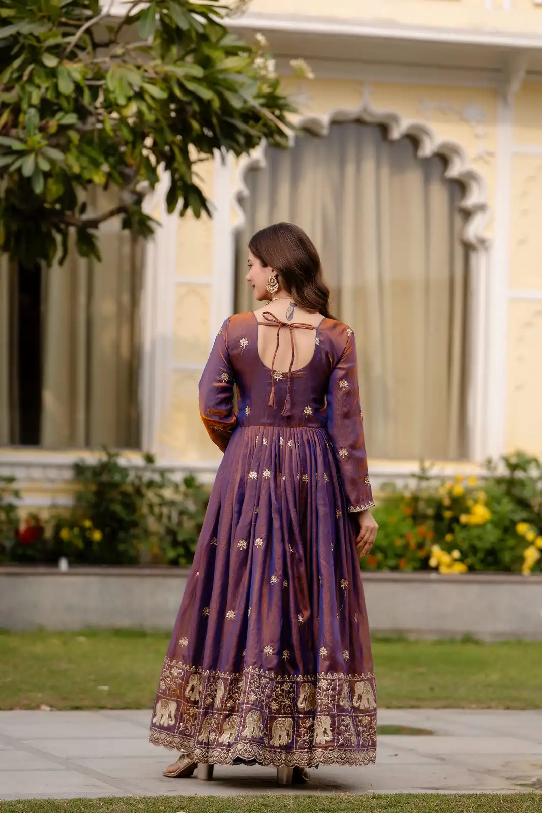 RR 38 Purple Fendy Satin Gown Perfect for Wedding, Party, Pongal, Makar Sankranti, Ganesh Chaturthi – . Available at ₹2649 only. Delivery 4-6 Wor | Bollywood Gowns, Creative Gowns, Designer Gowns, Embroidered Gowns, Gowns, Party Wear Gowns