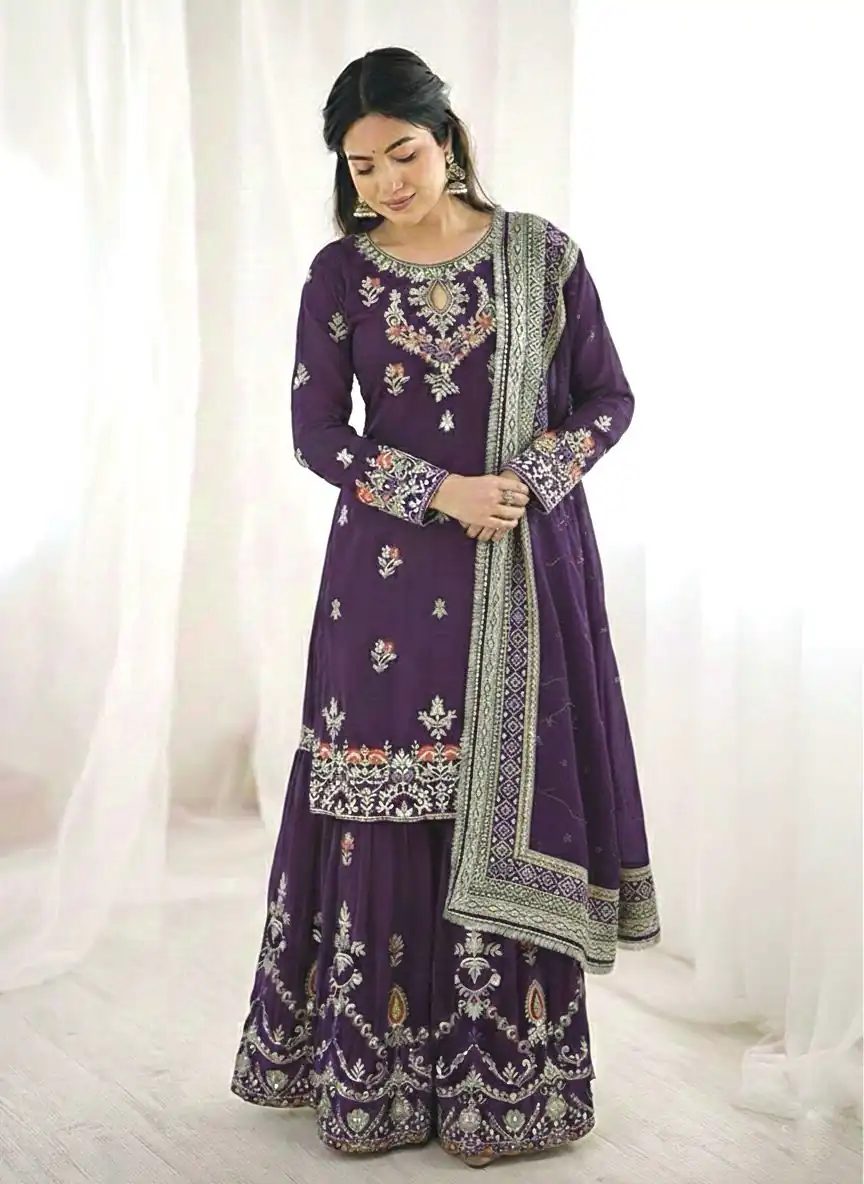 SSR 5007 Purple Color Faux Georgette Salwar Suit with Embroidery Work. Get it for ₹2449. Delivery 4-6 Working Days. Shop now. | Jump Suits, Straight Suits, Casual Suits, Creative suits, Designer Suits, Palazzo Suits, Party Wear Suits, Patiala Suits, Salwar suit
