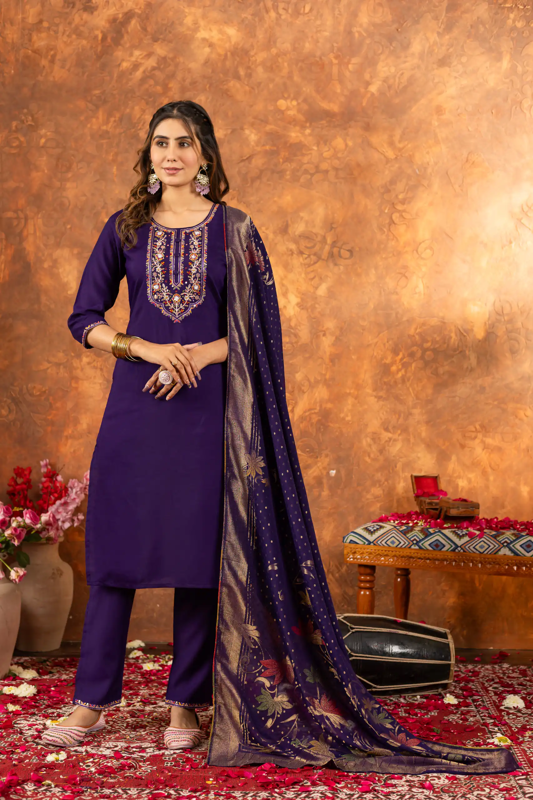 DIVA 103 Purple Marina Silk Salwar Suit with Embroidery Work. Introductory Price ₹2049. Delivery 4-6 Working Days. Shop now. | Jump Suits, Straight Suits, Casual Suits, Creative suits, Designer Suits, Palazzo Suits, Party Wear Suits, Patiala Suits, Salwar suit