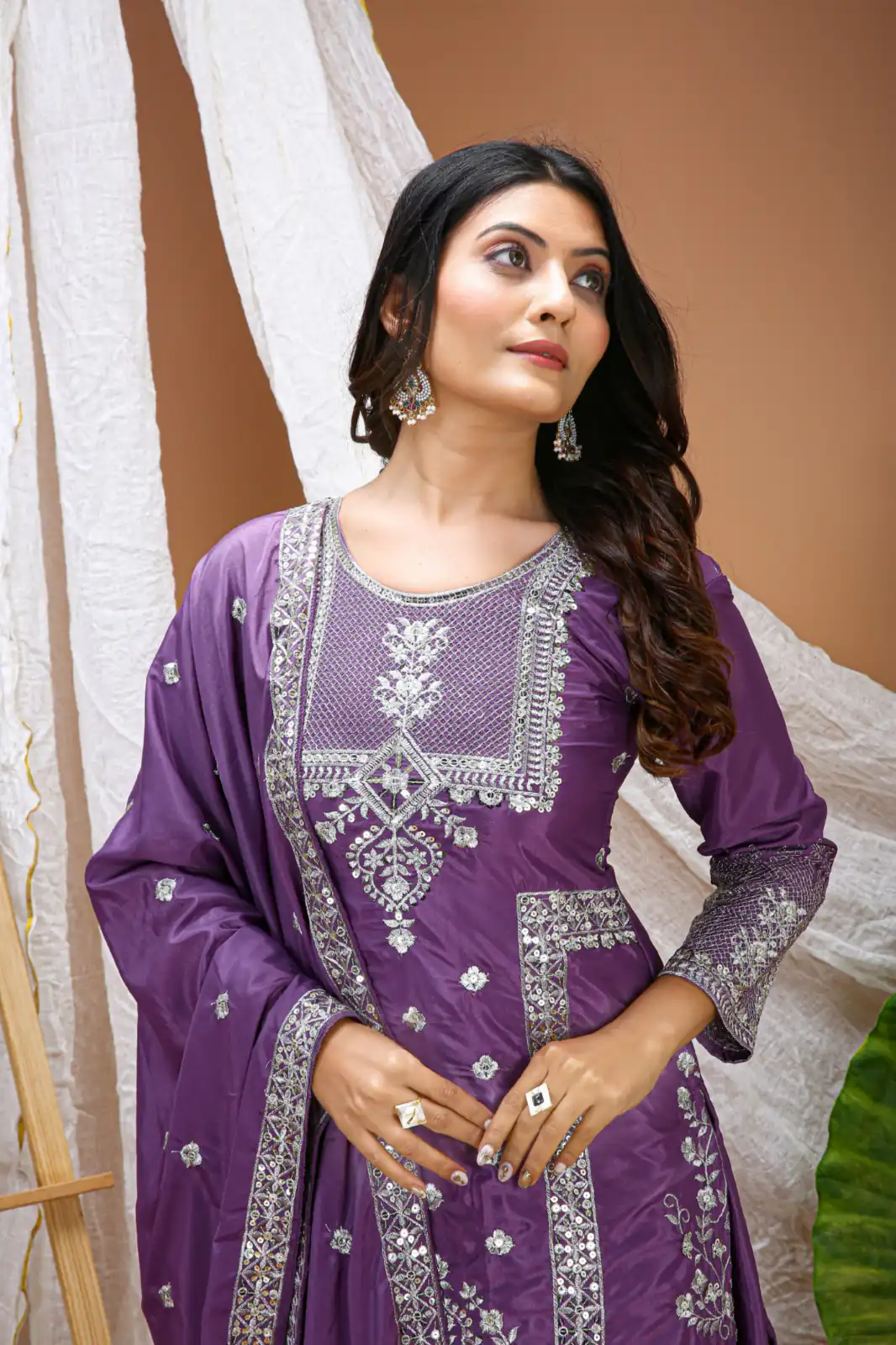FE 127 Purple Natural Crep Salwar Suit Brown with Embroidery Work. Exclusive Offer ₹2449. Delivery 4-6 Working Days. Shop now. | Jump Suits, Straight Suits, Casual Suits, Creative suits, Designer Suits, Palazzo Suits, Party Wear Suits, Patiala Suits, Salwar suit