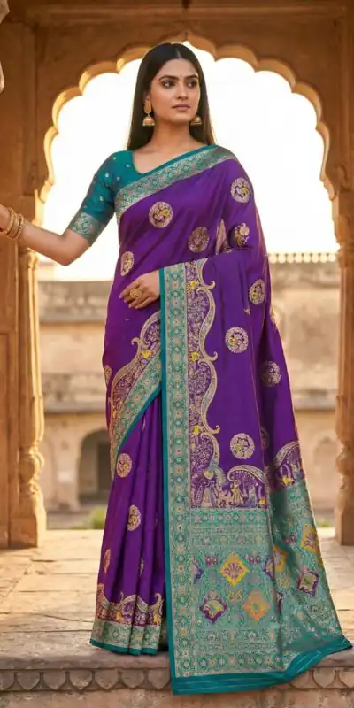MB 50 Purple Pashmina Silk Saree with Lace Work & Lace Border. Online Festive Deal ₹2399. Delivery 4-6 Working Days. Shop now. | Bollywood Sarees, Creative Sarees, Designer Sarees, Embroidered Sarees, Ethnic Saree, Modern Digital sarees, Party Wear Sarees, Sarees