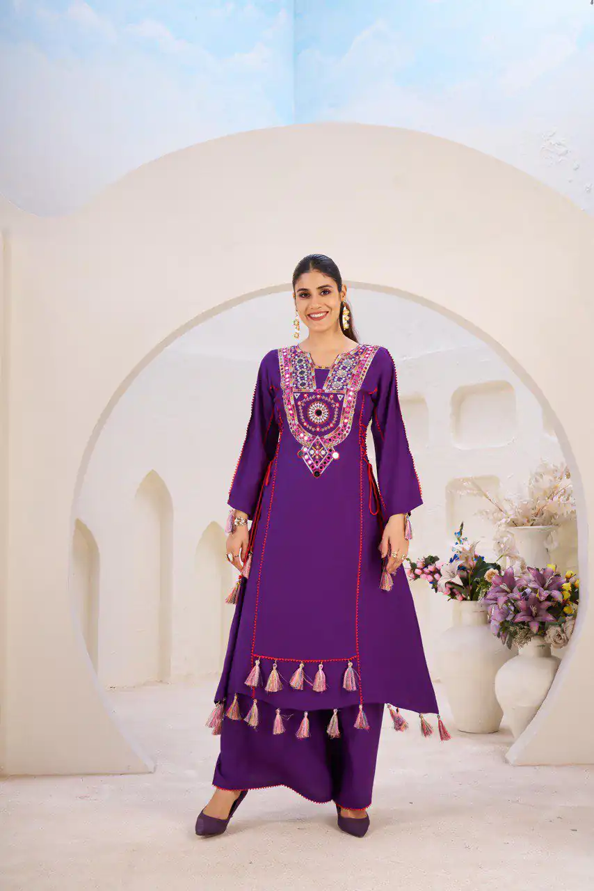 MF 912 Purple in Rayon Cotton Embroidery & Mirror Work Salwar Suit . Introductory Price ₹1899. Delivery 4-6 Working Days. Shop now. | Jump Suits, Straight Suits, Casual Suits, Creative suits, Designer Suits, Palazzo Suits, Party Wear Suits, Patiala Suits, Salwar suit