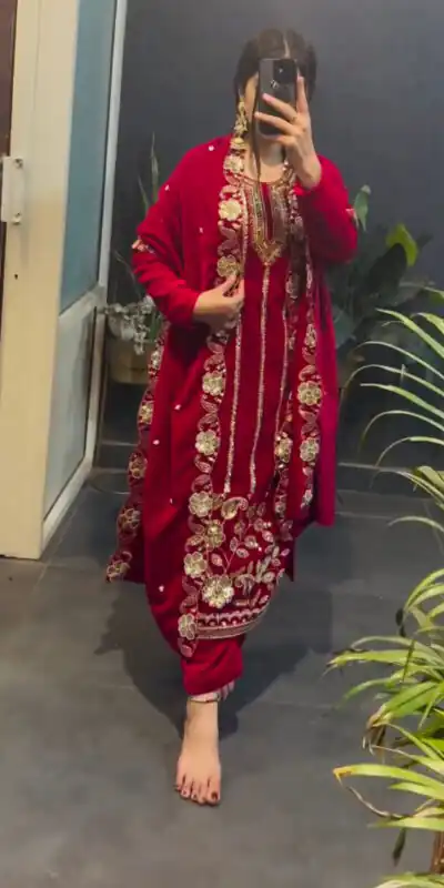ST 1134 Red 9000 Velvet Salwar Suit with Lace Work & Embroidery Work. Available at ₹2099 only. Delivery 4-6 Working Days. Shop now. | Jump Suits, Straight Suits, Casual Suits, Creative suits, Designer Suits, Palazzo Suits, Party Wear Suits, Patiala Suits, Salwar suit