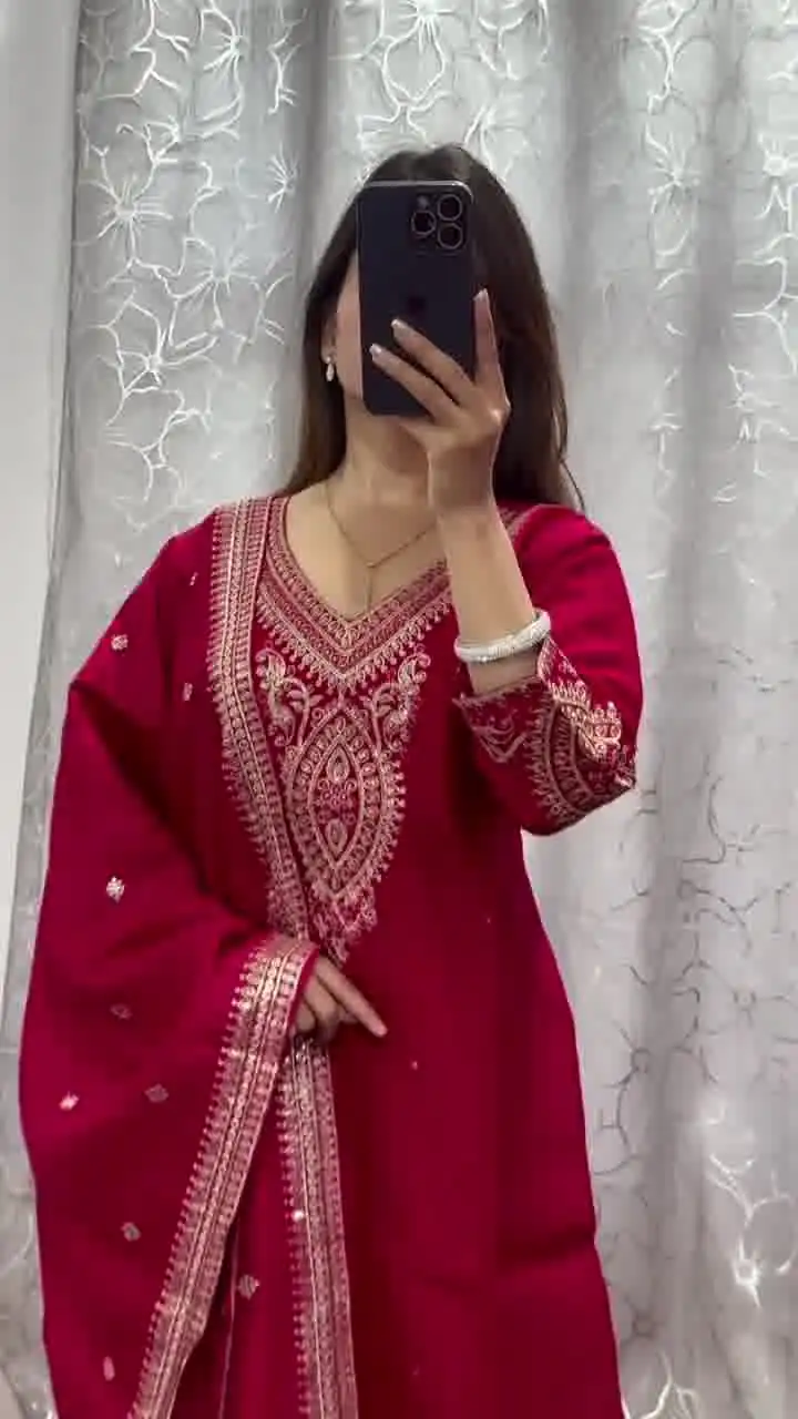 DC G85 Red Printed Chinon Salwar Suit with Lace Work & Mirror Work. Affordable Price ₹1799. Delivery 4-6 Working Days. Shop now. | Jump Suits, Straight Suits, Casual Suits, Creative suits, Designer Suits, Palazzo Suits, Party Wear Suits, Patiala Suits, Salwar suit
