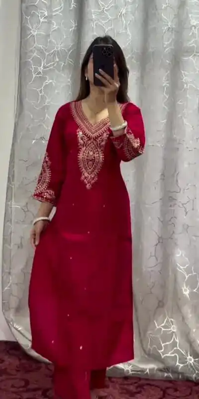 DC G85 Red Printed Chinon Salwar Suit with Lace Work & Mirror Work. Affordable Price ₹1799. Delivery 4-6 Working Days. Shop now. | Jump Suits, Straight Suits, Casual Suits, Creative suits, Designer Suits, Palazzo Suits, Party Wear Suits, Patiala Suits, Salwar suit