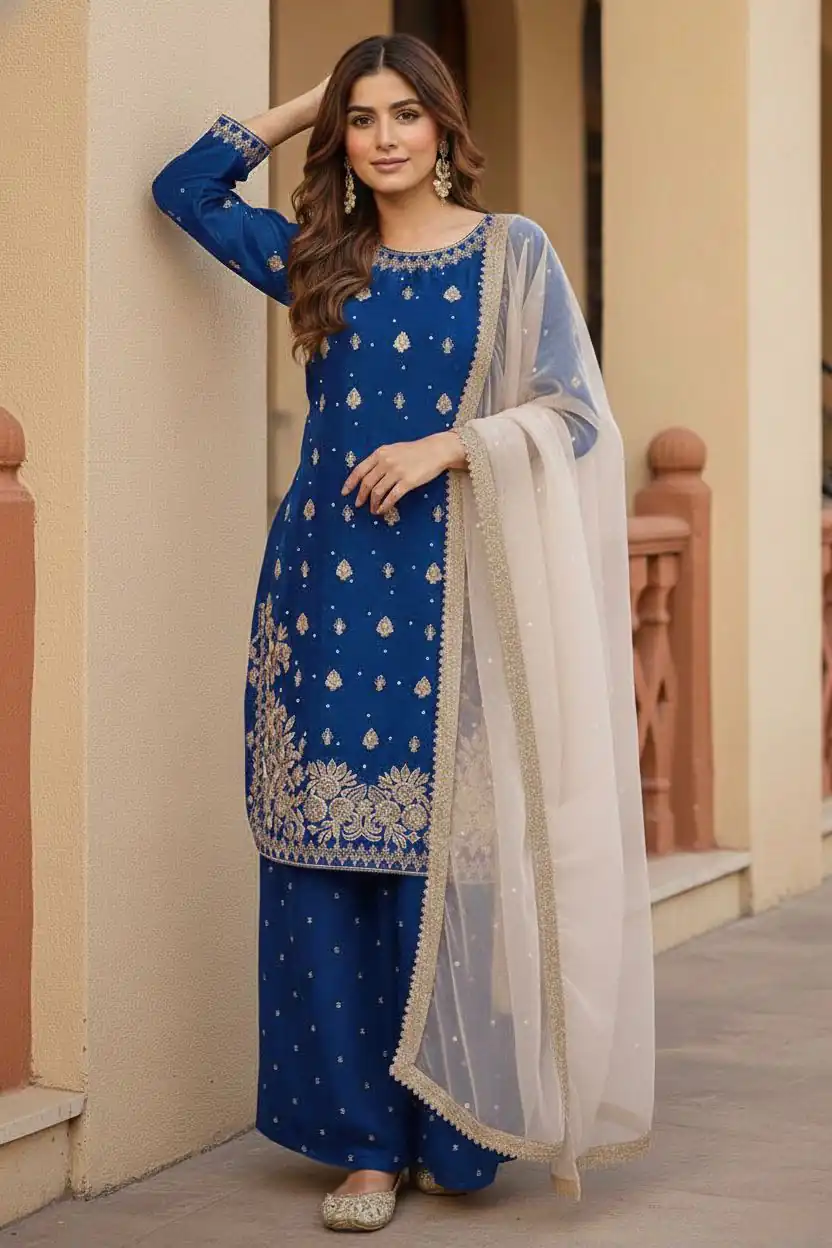 KF 1717 Royal Blue Zimmy Silk Salwar Suit with Lace Work & Embroidery Work. Affordable Price ₹2149. Delivery 4-6 Working Days. Shop now. | Jump Suits, Straight Suits, Casual Suits, Creative suits, Designer Suits, Palazzo Suits, Party Wear Suits, Patiala Suits, Salwar suit