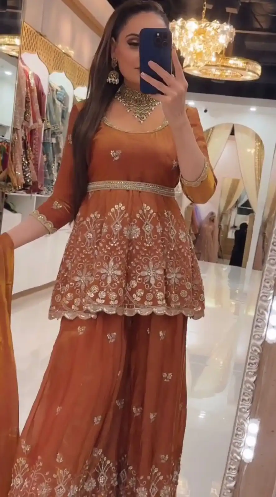 ZSR 3162 Rust Fendy Silk Salwar Suit with Mirror Work & Embroidery Work. Best Price ₹2149. Delivery 4-6 Working Days. Shop now. | Jump Suits, Straight Suits, Casual Suits, Creative suits, Designer Suits, Palazzo Suits, Party Wear Suits, Patiala Suits, Salwar suit