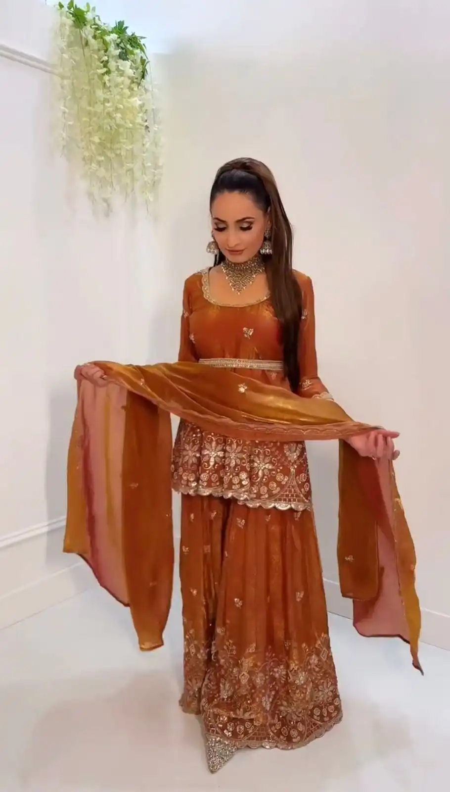 ZSR 3162 Rust Fendy Silk Salwar Suit with Mirror Work & Embroidery Work. Best Price ₹2149. Delivery 4-6 Working Days. Shop now. | Jump Suits, Straight Suits, Casual Suits, Creative suits, Designer Suits, Palazzo Suits, Party Wear Suits, Patiala Suits, Salwar suit