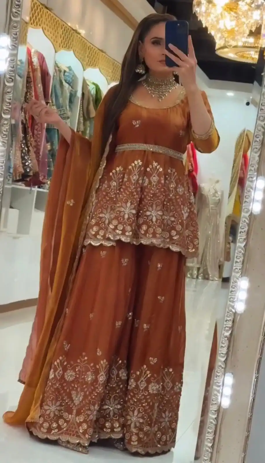 ZSR 3162 Rust Fendy Silk Salwar Suit with Mirror Work & Embroidery Work. Best Price ₹2149. Delivery 4-6 Working Days. Shop now. | Jump Suits, Straight Suits, Casual Suits, Creative suits, Designer Suits, Palazzo Suits, Party Wear Suits, Patiala Suits, Salwar suit