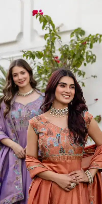 RR 39 Rust Vichitra Silk Gown Perfect for Wedding, Party, Holi, Anniversary, Mehendi –. Grab it for ₹2149. Delivery 4-6 Working Days. Shop now. | Bollywood Gowns, Creative Gowns, Designer Gowns, Embroidered Gowns, Gowns, Party Wear Gowns