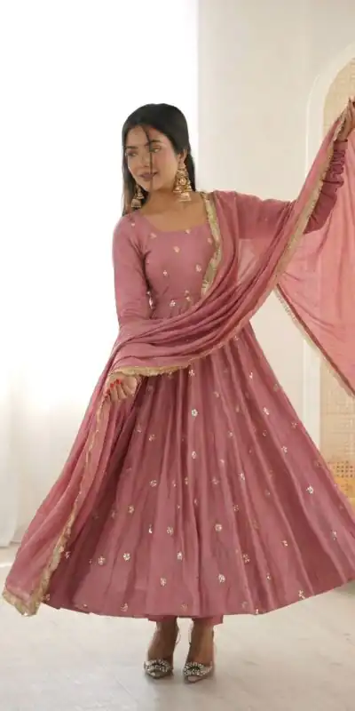 SRK 5330 Peach Color Roman Silk Salwar Suit with Embroidery Work. Available at ₹2099 only. Delivery 4-6 Working Days. Shop now. | Jump Suits, Straight Suits, Casual Suits, Creative suits, Designer Suits, Palazzo Suits, Party Wear Suits, Patiala Suits, Salwar suit