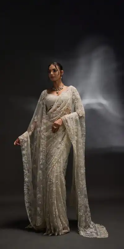 DF 3470 Silver Mono Net Saree Silver with Embroidery Work & Sequins Work. Festive Deal ₹1799. Delivery 4-6 Working Days. Shop now. | Bollywood Sarees, Creative Sarees, Designer Sarees, Embroidered Sarees, Ethnic Saree, Modern Digital sarees, Party Wear Sarees, Sarees