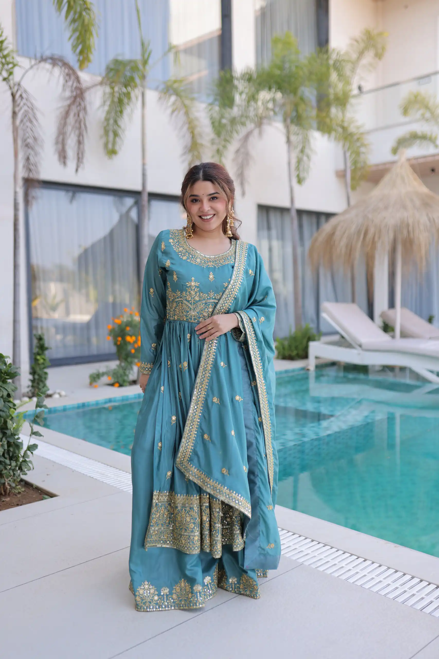 KA 1233 Sky Blue Super Silk Salwar SuitPerfect for Wedding, Party, Sangeet, Family Gatherings, Reception – . Festive Deal ₹2649. Delivery 4-6 Working Da | Jump Suits, Straight Suits, Casual Suits, Creative suits, Designer Suits, Palazzo Suits, Party Wear Suits, Patiala Suits, Salwar suit