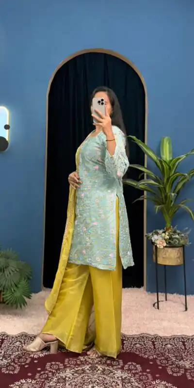 ST 1099 Sky Blue Zimmy Silk Salwar Suit Perfect for Wedding, Party, Karwa Chauth, Haldi, Eid – . Special Price ₹2449. Delivery 4-6 Working Days. Shop no | Jump Suits, Straight Suits, Casual Suits, Creative suits, Designer Suits, Palazzo Suits, Party Wear Suits, Patiala Suits, Salwar suit
