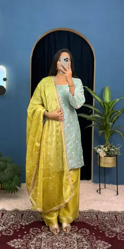 ST 1099 Sky Blue Zimmy Silk Salwar Suit Perfect for Wedding, Party, Karwa Chauth, Haldi, Eid – . Special Price ₹2449. Delivery 4-6 Working Days. Shop no | Jump Suits, Straight Suits, Casual Suits, Creative suits, Designer Suits, Palazzo Suits, Party Wear Suits, Patiala Suits, Salwar suit